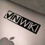 VINWiki Black Die-Cut Sticker on a Mac Laptop