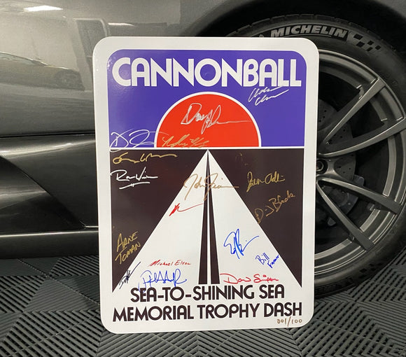 Cannonball Legends Autographed Road Sign